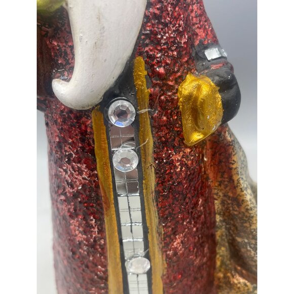 Santa glass figurine embellish bling mirror tree tea candle holder red 13" READ - Picture 4 of 8
